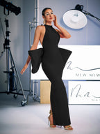 Bow Bandage Split Dress In Black