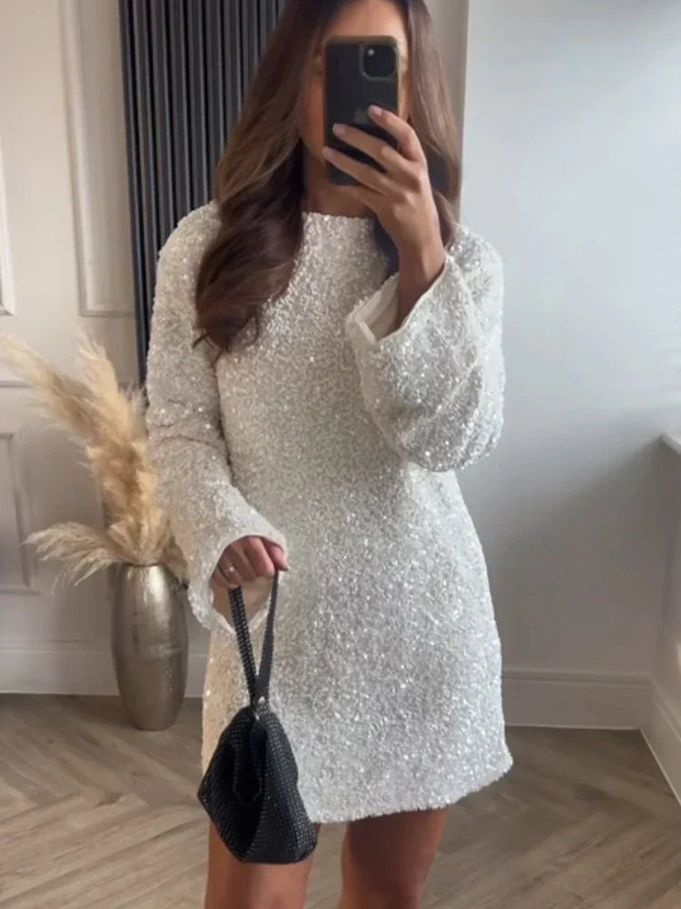 Nahir Chic Mini Dress with a Contrasting Bow At the Back Elevated Occasion Wear