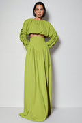 Berenice Lace-Up Pleated Maxi Dress Two-Piece Set