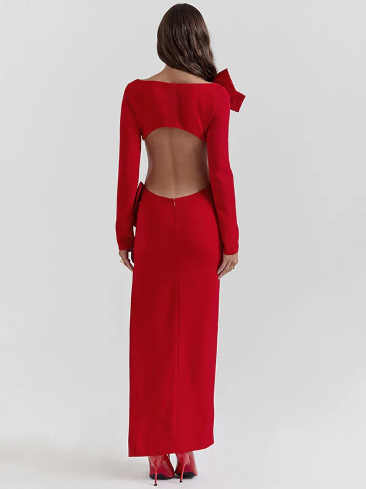 Elegant Bow Backless Sexy Chic Maxi Party Dress