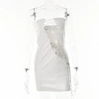 DressBetty - 2024 PU Leather Strapless Sleeveless Mini Dress Cut Out Dresses