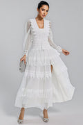 Torind White Lace Mesh Maxi Dress
