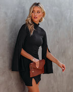 Must Be Love Bell Sleeve Knit Bodycon Dress Black