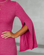 Must Be Love Bell Sleeve Knit Bodycon Dress Dark Rose
