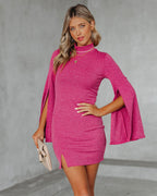 Must Be Love Bell Sleeve Knit Bodycon Dress Dark Rose