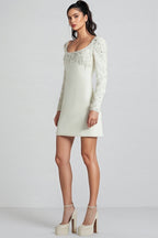 Owenfe White Beaded Diamond Mini Dress