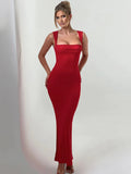 Pleated Sleeveless Evening Party Dress Elegant Sexy Bodycon Maxi Long Party Dress