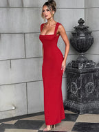 Pleated Sleeveless Evening Party Dress Elegant Sexy Bodycon Maxi Long Party Dress