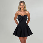 Bow Backless Strapless Party Dress