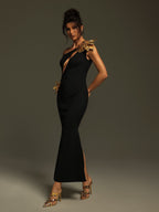 Cutout Flower Bandage Midi Dress
