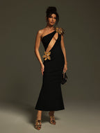 Cutout Flower Bandage Midi Dress