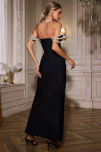 Rami Off Shoulder Pearl Bandage Maxi Dress