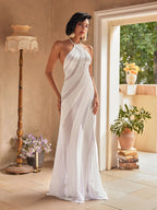 Halterneck Satin Maxi Dress