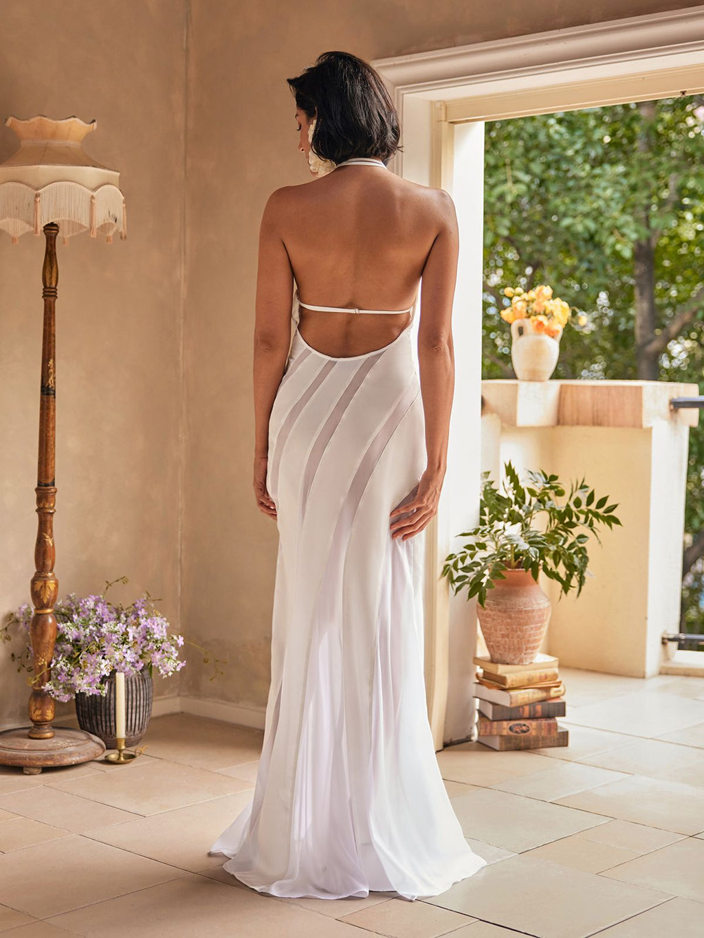 Halterneck Satin Maxi Dress