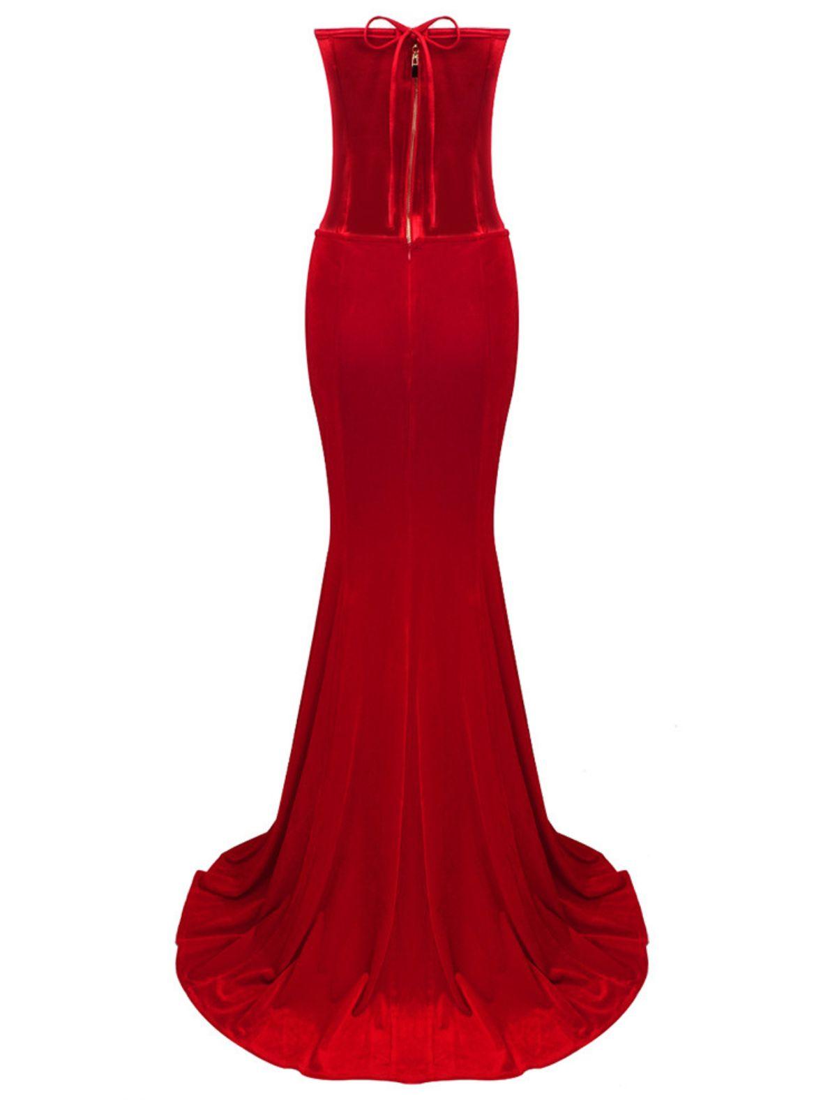 Natalia Strapless Velvet Maxi Dress