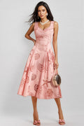 Lukea Pink Embroidered Openwork Midi Dress