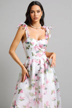 Lyric Printed Strap Midi Dress