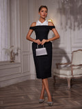 Folded Collar Midi Dress