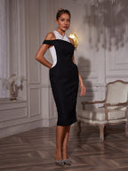 Folded Collar Midi Dress