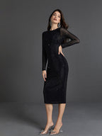 Neriah Crystal Embellished Midi Dress In Black