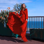 Bohemian Deep VNeck Split Swing Boho Dress