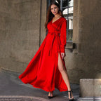 Bohemian Deep VNeck Split Swing Boho Dress