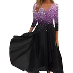 Elegant Lace Floral Boho Sexy Half Sleeve Long Prom O Neck ALine Women's Dress