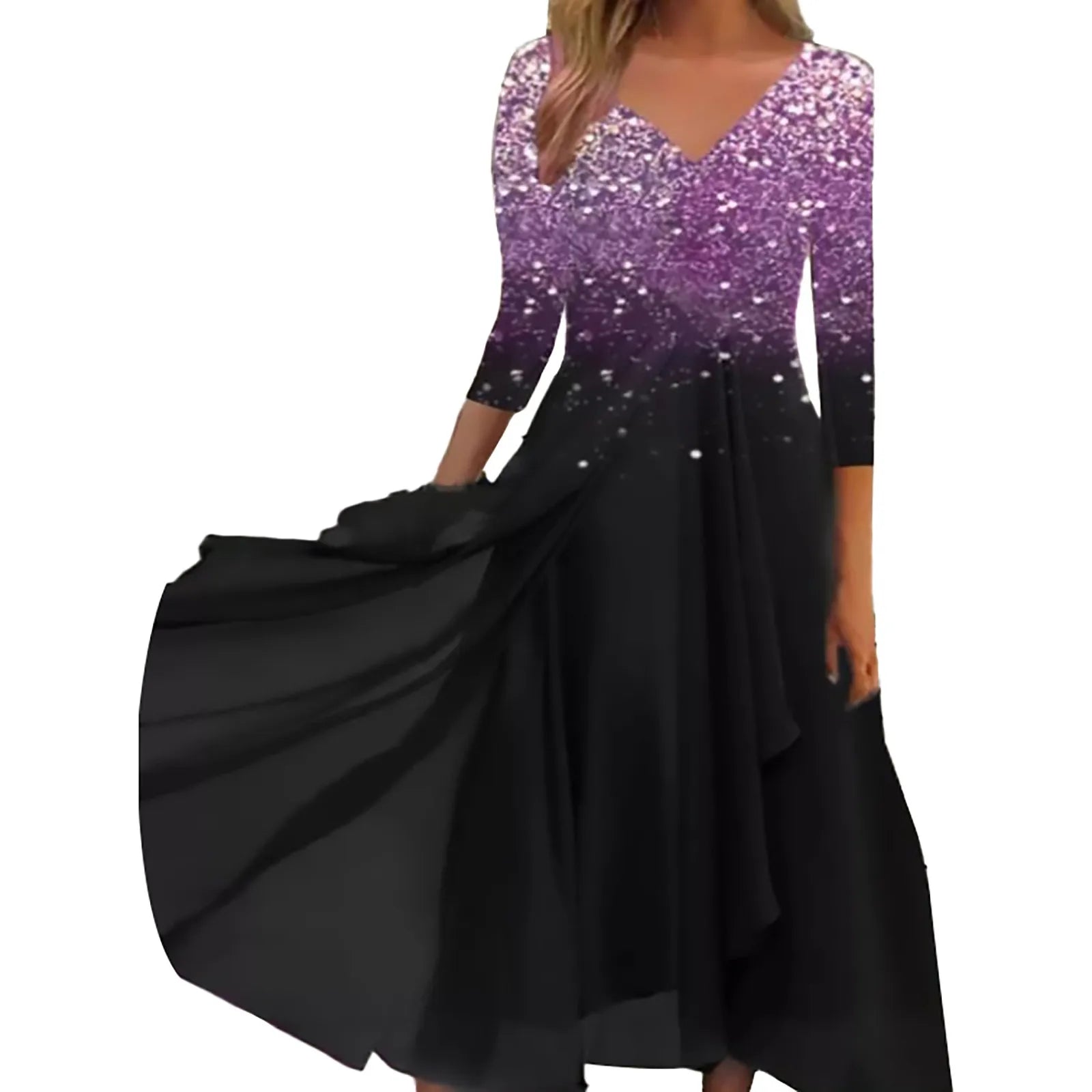 Elegant Lace Floral Boho Sexy Half Sleeve Long Prom O Neck ALine Women's Dress