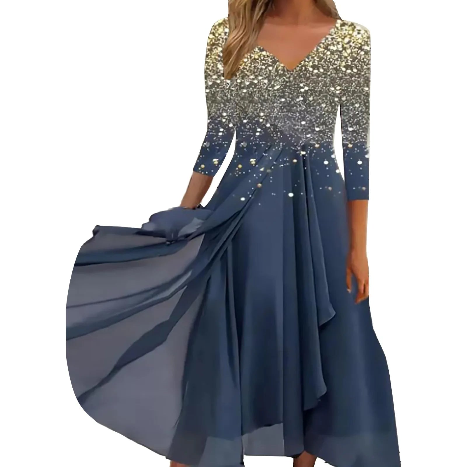 Elegant Lace Floral Boho Sexy Half Sleeve Long Prom O Neck ALine Women's Dress