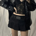 Goth Pastel Micro Mini Low Rise Black Pocket Patchwork ALine Skirt