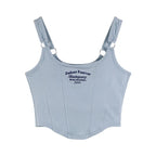 Irregular Y2K Summer Buckle Vest with Print Letter