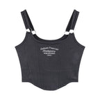 Irregular Y2K Summer Buckle Vest with Print Letter