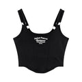 Irregular Y2K Summer Buckle Vest with Print Letter