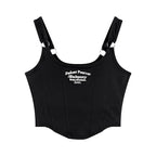 Irregular Y2K Summer Buckle Vest with Print Letter