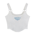 Irregular Y2K Summer Buckle Vest with Print Letter