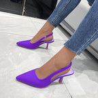 Closed Toe Green Single Thin Midheeled Fashion Pointed Plus Size Low Heel Pumps
