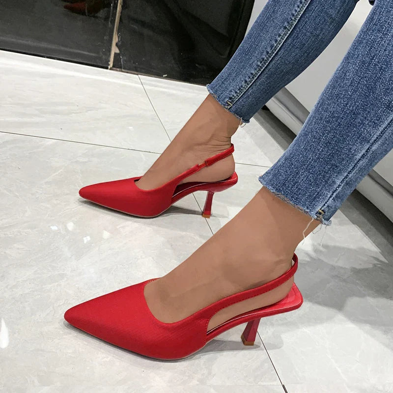 Closed Toe Green Single Thin Midheeled Fashion Pointed Plus Size Low Heel Pumps