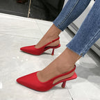 Closed Toe Green Single Thin Midheeled Fashion Pointed Plus Size Low Heel Pumps