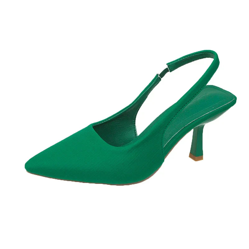Closed Toe Green Single Thin Midheeled Fashion Pointed Plus Size Low Heel Pumps