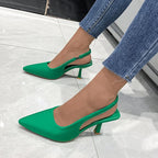 Closed Toe Green Single Thin Midheeled Fashion Pointed Plus Size Low Heel Pumps