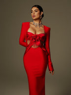 Flower Fringe Bandage Maxi Dress
