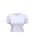 DressBetty - O Neck Knit White Crop Top