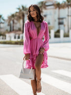 Spoiled Ruffle Tiered Cutout Maxi Dress Mauve