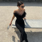 Tube Top Dress V - neck Woolen Fishtail Swing Dress