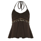 Lumen Metallic Halter Top