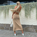 Rita Cotton Cutout Halter Midi Dress Sand