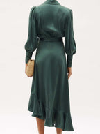 Paloma Wrap Knit Midi Dress Olive