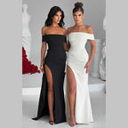 off Shoulder Dress Waist Dress Slit Dress