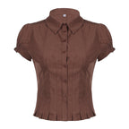 Amaria Brown Puff Sleeve Top
