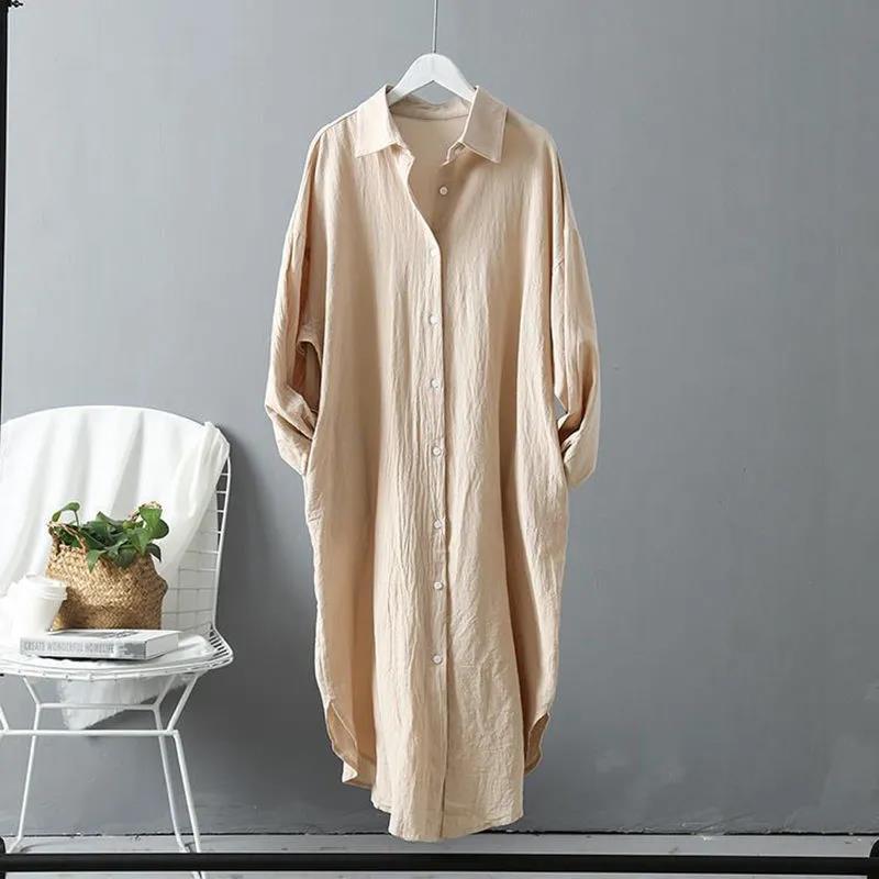 Thalia Effortless Long Linen Shirt Dress Premium Wardrobe Essential
